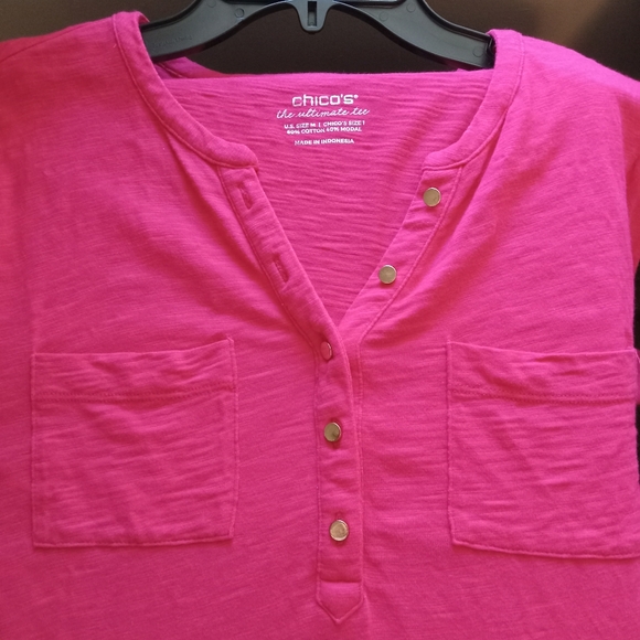 Chico's The Ultimate Tee Medium EUC Cotton Modal Three Quarter Sleeves Light - Picture 3 of 5